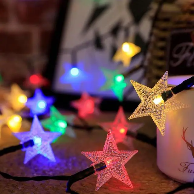 Alt view image 3 of 7 - Star Shape Solar String Lights 50 LED - Outdoor Waterproof Fairy Lights for Garden