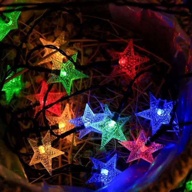 Alt view image 6 of 7 - Star Shape Solar String Lights 50 LED - Outdoor Waterproof Fairy Lights for Garden