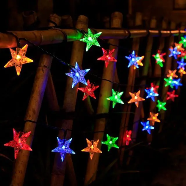 Alt view image 7 of 7 - Star Shape Solar String Lights 50 LED - Outdoor Waterproof Fairy Lights for Garden