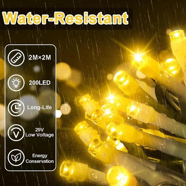 Alt view image 3 of 7 - Curtain Lights Indoor Outdoor 200 LED 2m x 2m Fairy Lights