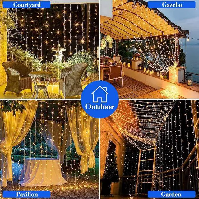 Alt view image 6 of 7 - Curtain Lights Indoor Outdoor 200 LED 2m x 2m Fairy Lights