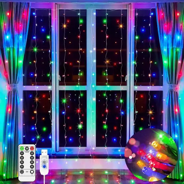 Alt view image 7 of 7 - Curtain Lights Indoor Outdoor 200 LED 2m x 2m Fairy Lights
