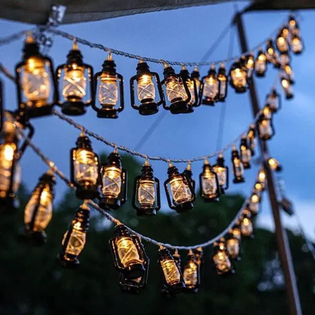 Main image of 20 LEDs /10ft Black Lantern String Lights Mini Kerosene Lamp