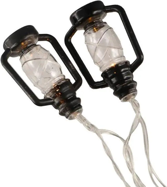 Alt view image 4 of 7 - 20 LEDs /10ft Black Lantern String Lights Mini Kerosene Lamp