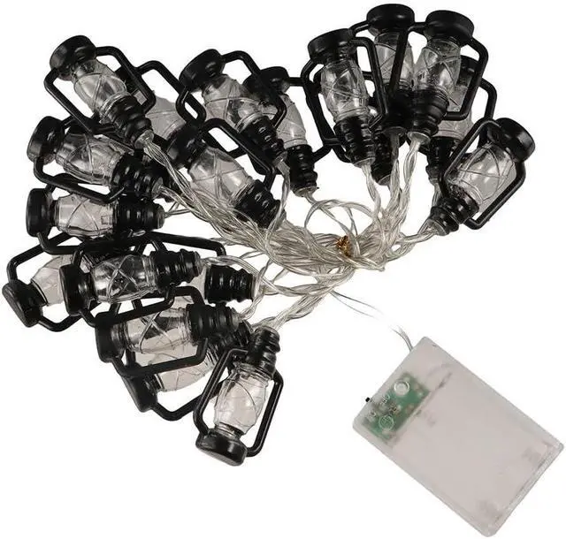 Alt view image 5 of 7 - 20 LEDs /10ft Black Lantern String Lights Mini Kerosene Lamp