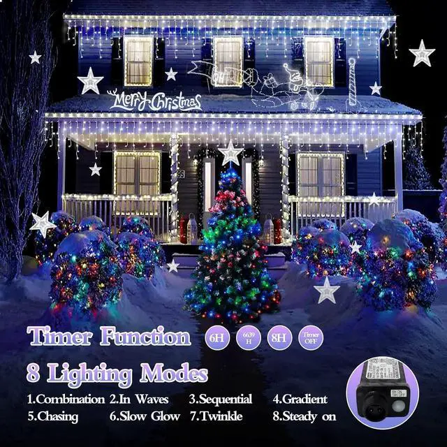 Alt view image 4 of 7 - 50M 1600LED Outdoor Christmas Lights Plug in 8 Modes