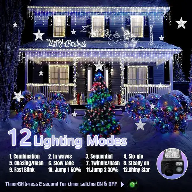 Alt view image 5 of 7 - 50M 1600LED Outdoor Christmas Lights Plug in 8 Modes