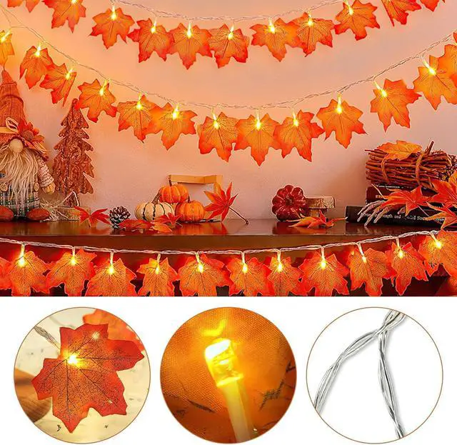 Alt view image 3 of 7 - Fall Maple Leaf Orange Fairy Lights
