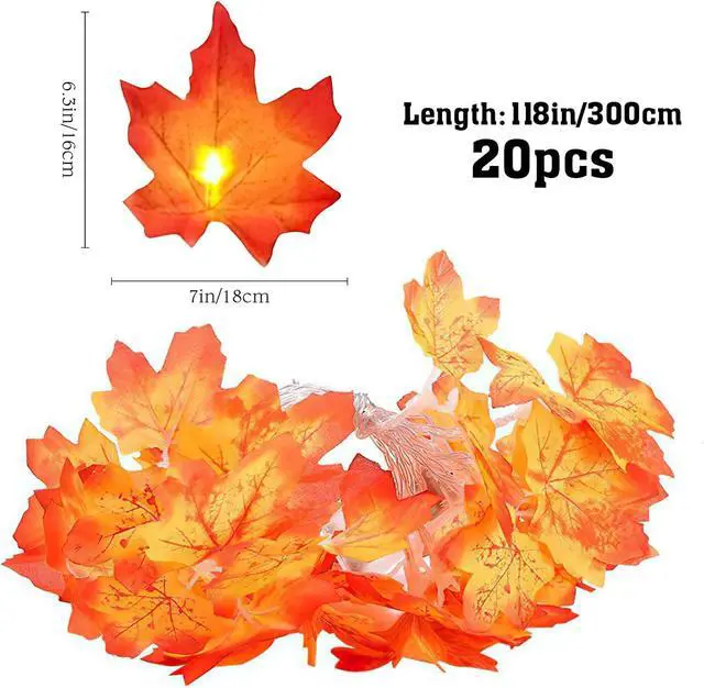 Alt view image 2 of 7 - Fall Maple Leaf Orange Fairy Lights