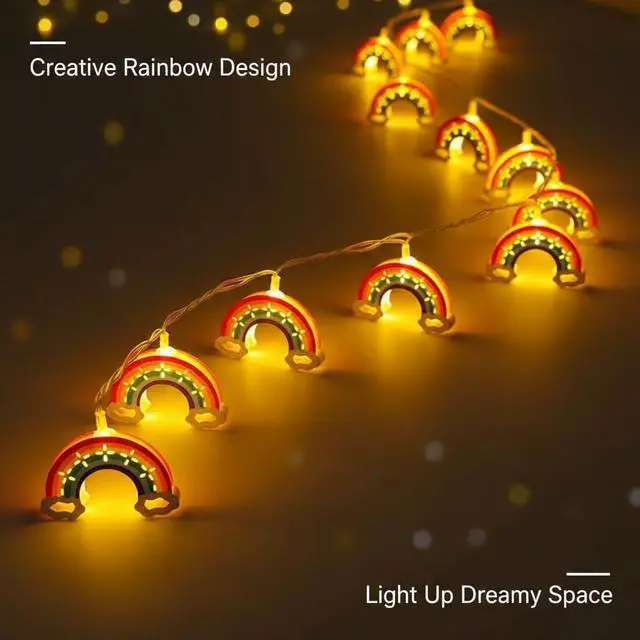 Alt view image 5 of 7 - 10 LED Rainbow String Lights for Kids Bedroom Battery Powered