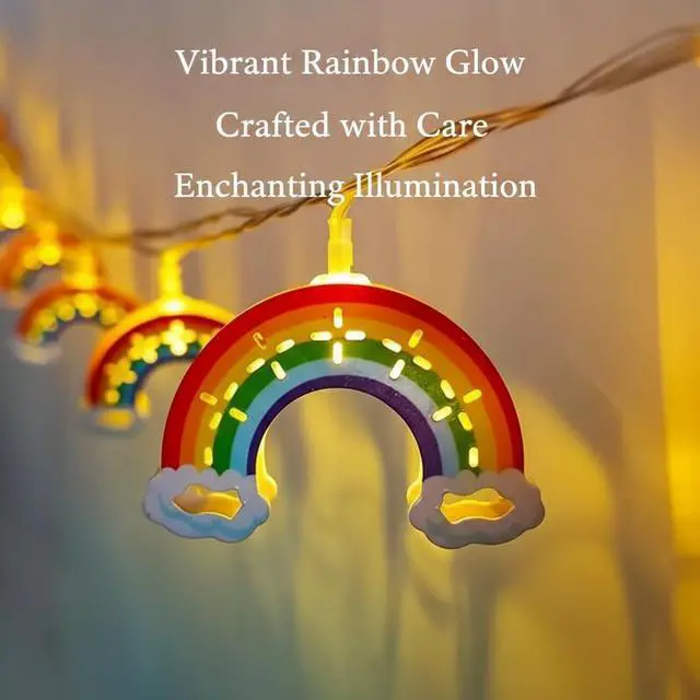 Alt view image 6 of 7 - 10 LED Rainbow String Lights for Kids Bedroom Battery Powered