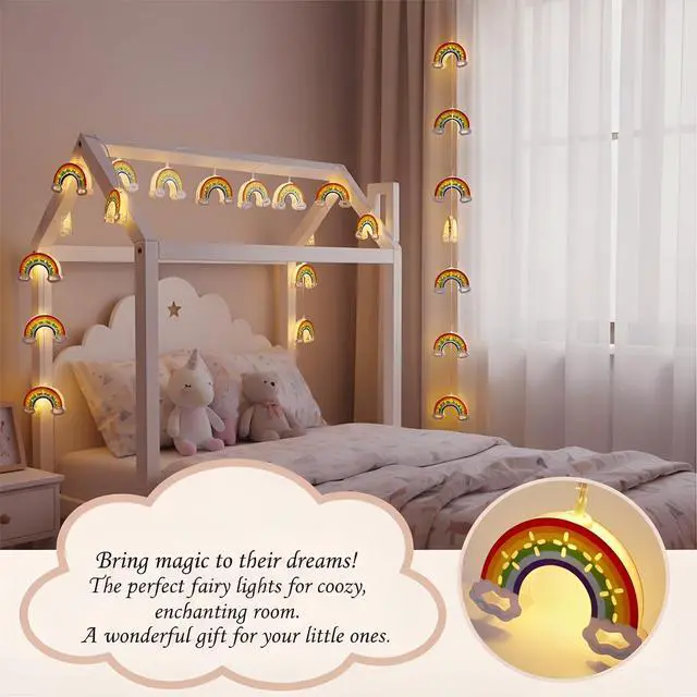 Alt view image 7 of 7 - 10 LED Rainbow String Lights for Kids Bedroom Battery Powered