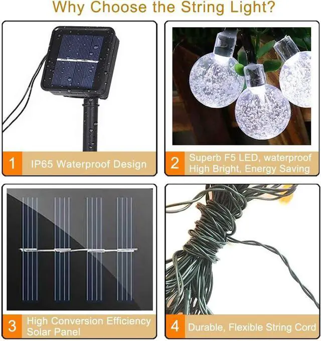 Alt view image 3 of 7 - Solar String Lights Outdoor Garden