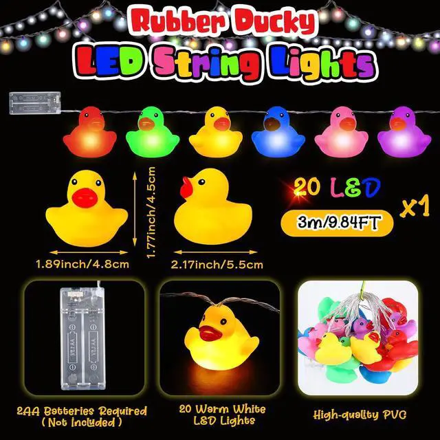 Alt view image 2 of 7 - 60/100 LED Rubber Duck String Lights Valentines Tree Decor