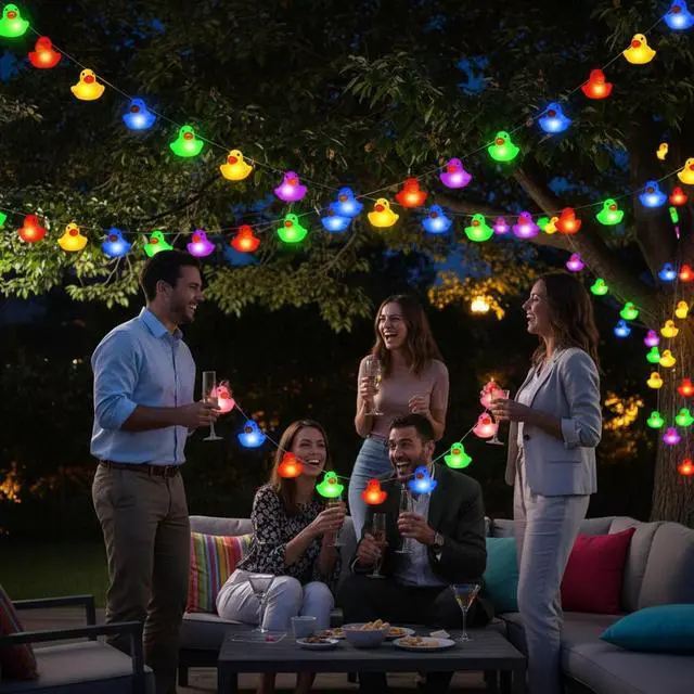 Alt view image 6 of 7 - 60/100 LED Rubber Duck String Lights Valentines Tree Decor