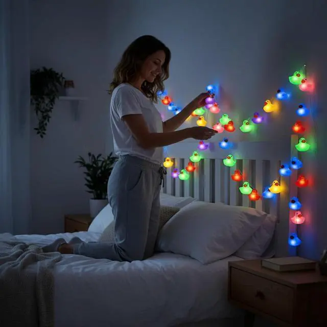 Alt view image 5 of 7 - 60/100 LED Rubber Duck String Lights Valentines Tree Decor