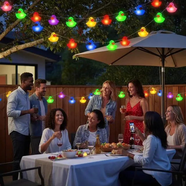 Alt view image 7 of 7 - 60/100 LED Rubber Duck String Lights Valentines Tree Decor