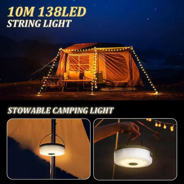 Alt view image 2 of 7 - 10M 2-in-1 Portable Lantern & RGB String Lights with 8 Modes