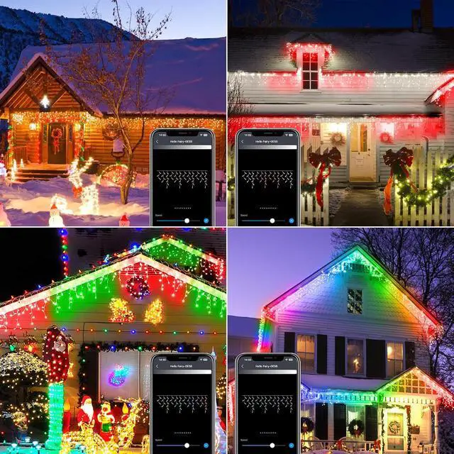 Alt view image 6 of 6 - Smart Icicle Lights Outdoor 10M 299LED 69 Drops