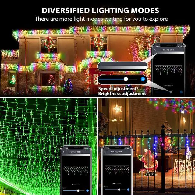 Alt view image 4 of 6 - Smart Icicle Lights Outdoor 10M 299LED 69 Drops