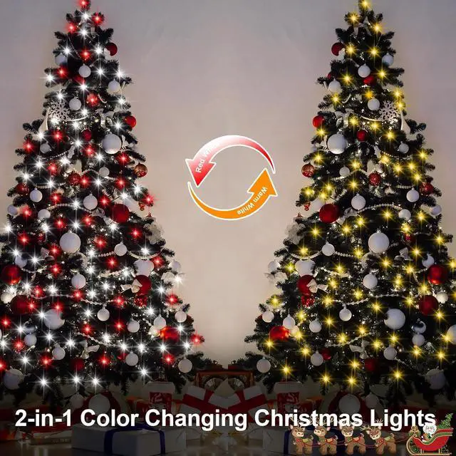 Alt view image 3 of 7 - 2 Pack Red White Christmas Tree Lights Battery Powered