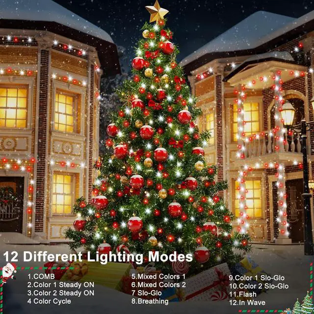 Alt view image 7 of 7 - 2 Pack Red White Christmas Tree Lights Battery Powered
