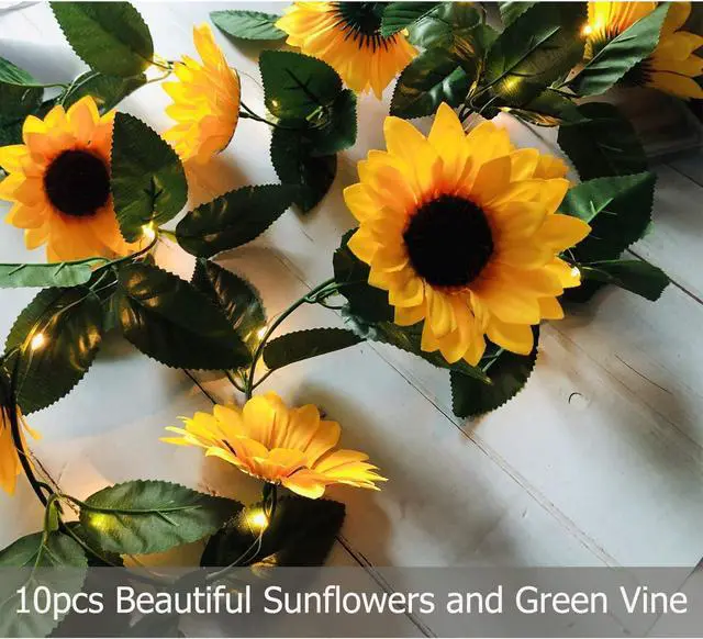 Alt view image 2 of 7 - 2 Pack 60LED Artificial Sunflower Garland String Lights