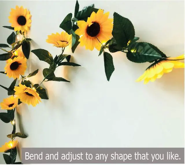 Alt view image 4 of 7 - 2 Pack 60LED Artificial Sunflower Garland String Lights