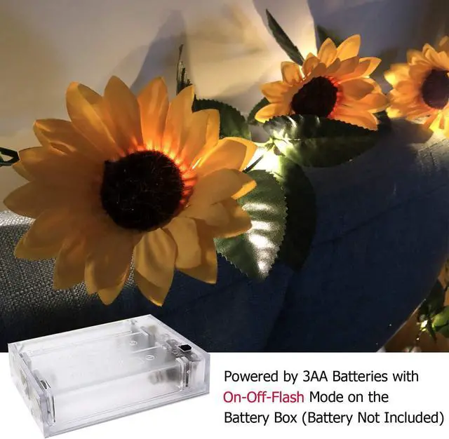 Alt view image 5 of 7 - 2 Pack 60LED Artificial Sunflower Garland String Lights