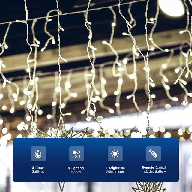 Alt view image 2 of 7 - LED Plug-in Christmas Lights - Waterproof Holiday String Lights with Remote