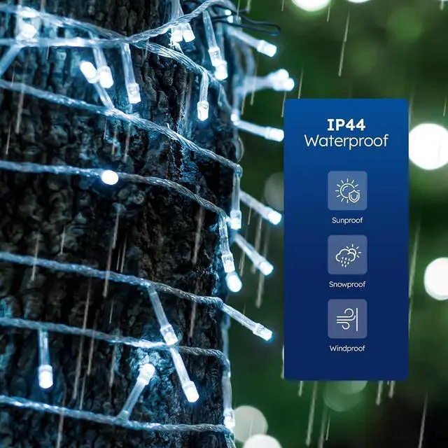 Alt view image 4 of 7 - LED Plug-in Christmas Lights - Waterproof Holiday String Lights with Remote