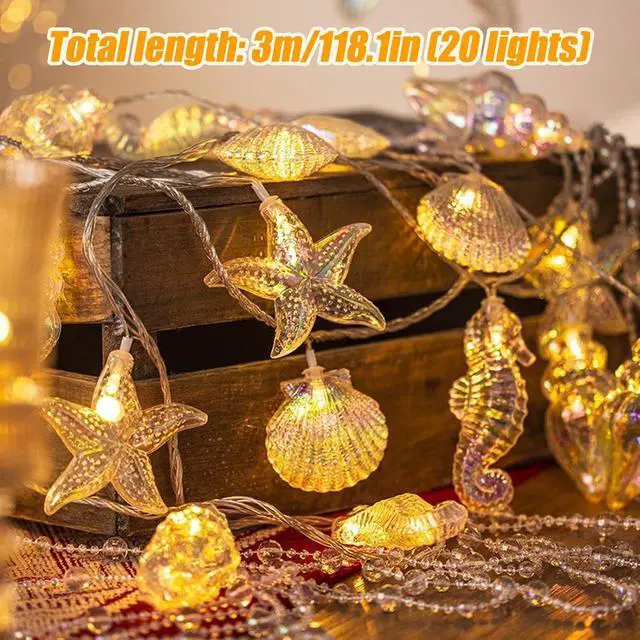 Alt view image 2 of 5 - Starfish Seashell String Lights