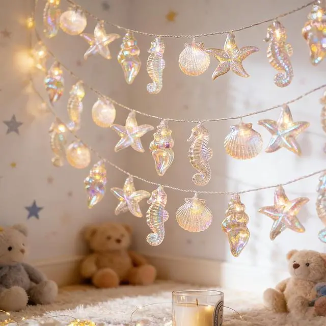 Alt view image 4 of 5 - Starfish Seashell String Lights