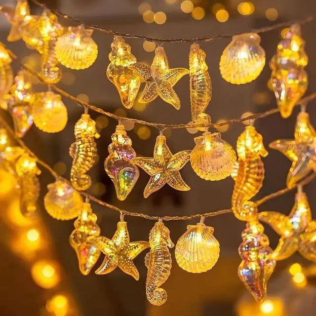 Alt view image 5 of 5 - Starfish Seashell String Lights