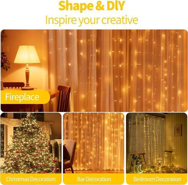 Alt view image 6 of 7 - Curtain Fairy Lights Indoor 3m x 3m 300 LED