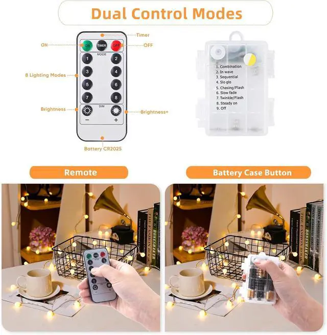 Alt view image 2 of 7 - Globe Fairy Lights Warm White String Lights with Remote