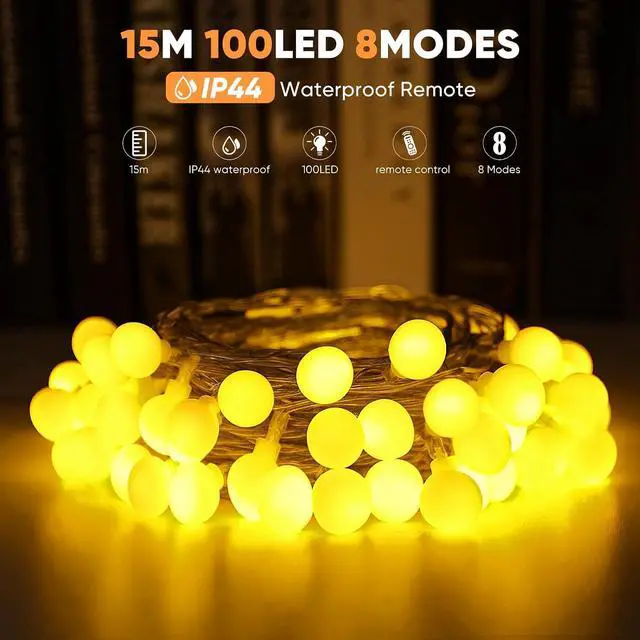 Alt view image 3 of 7 - Globe Fairy Lights Warm White String Lights with Remote