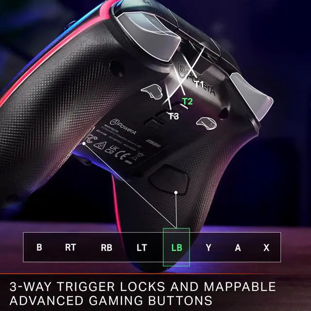 Alt view image 4 of 7 - PowerA Advantage Wired Controller for Xbox Series X|S with Lumectra - Black, gamepad, wired video game controller, gaming controller, works with Xbox One and Windows 10/11, officially licensed
