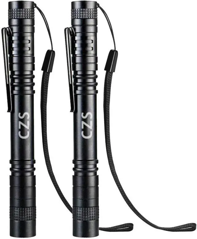 Main image of CZS Flashlight, 2 Pack Pen Light, Small Flashlights High Lumens, Battery-Powered LED Flashlight by 2AAA Battery, Waterproof Pocket Flashlights for Work, Emergency (Battery Not Included)