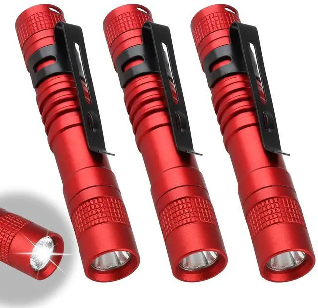 Main image of Mini Flashlight, AAA Small Pen Light with Clip, Portable 500lm Pocket Pen Flashlight for Inspection Repair Outdoor Emergency (3 Pack, Red, 3.5")