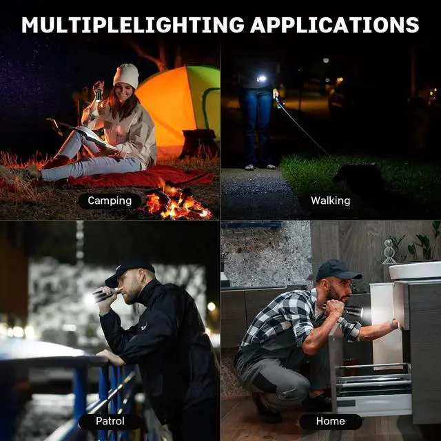 Alt view image 6 of 7 - Kmivo Rechargeable LED Flashlights High Lumens - 990,000 lm Super Bright Flash Light with 6 Modes, Adjustable Light, Powerful Handheld Linternas for Home, Camping(2 Packs