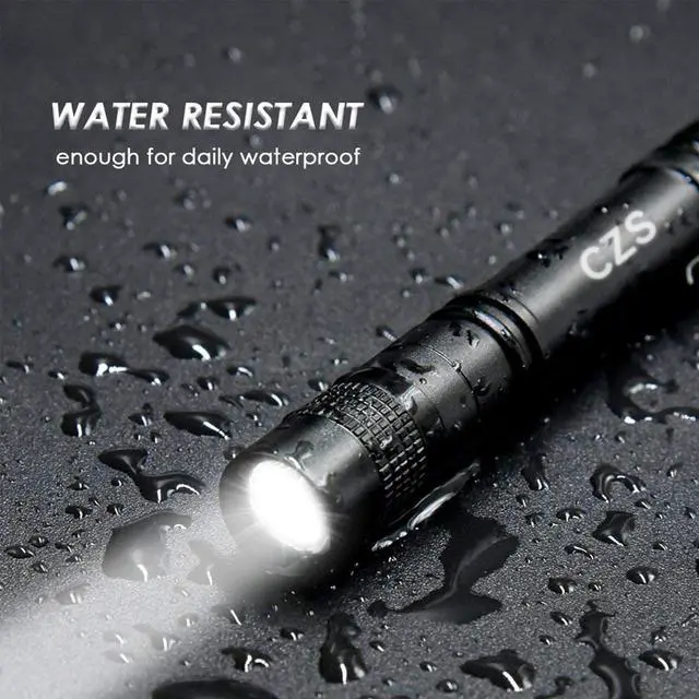 Alt view image 4 of 7 - CZS Flashlight, 2 Pack Pen Light, Small Flashlights High Lumens, Battery-Powered LED Flashlight by 2AAA Battery, Waterproof Pocket Flashlights for Work, Emergency (Battery Not Included)
