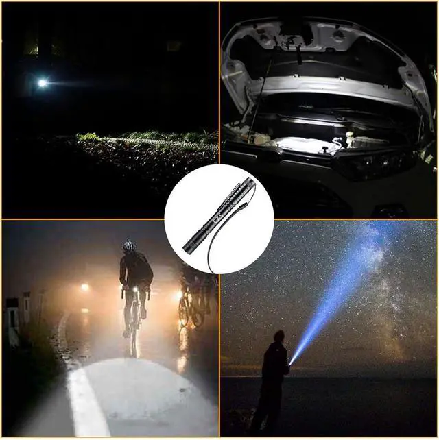 Alt view image 7 of 7 - CZS Flashlight, 2 Pack Pen Light, Small Flashlights High Lumens, Battery-Powered LED Flashlight by 2AAA Battery, Waterproof Pocket Flashlights for Work, Emergency (Battery Not Included)