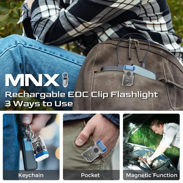 Alt view image 2 of 6 - Rechargeable EDC Clip Flashlight, 10 Lighting Modes 2 Illumination Angles, USB C Charging Mini Flashlight Magnetic for Home, Christmas Gift, Walk, Emergency, Night Working, 2 Pack, Green