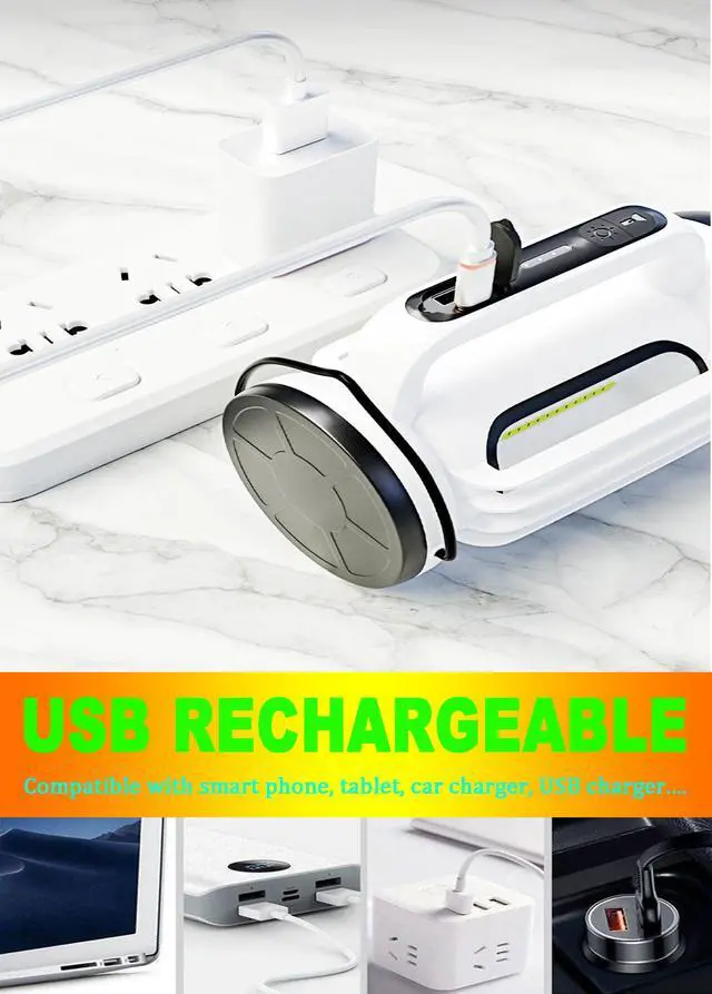 Alt view image 6 of 7 - Handheld LED Searchlights Lantern High Power Big Flashlights, 16000LM 5 Lighting Modes Rechargeable Outdoors Camping Hunting Lamp Portable COB Spotlight Work Light for Emergency