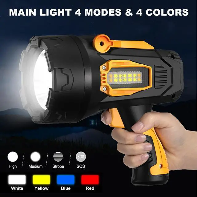 Alt view image 3 of 7 - MIXILIN Rechargeable Spotlight 2,000,000 Lumens, Super Bright LED Spotlight Flashlight Outdoor with COB Light & Foldable Tripod, Long Lasting Large Handheld Spot Light for Boating Camping