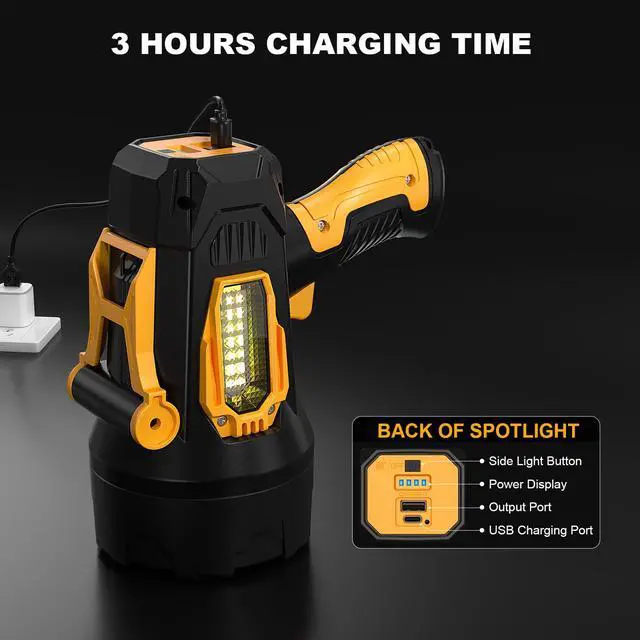 Alt view image 4 of 7 - MIXILIN Rechargeable Spotlight 2,000,000 Lumens, Super Bright LED Spotlight Flashlight Outdoor with COB Light & Foldable Tripod, Long Lasting Large Handheld Spot Light for Boating Camping
