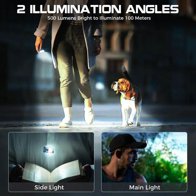Alt view image 3 of 6 - Rechargeable EDC Clip Flashlight, 10 Lighting Modes 2 Illumination Angles, USB C Charging Mini Flashlight Magnetic for Home, Christmas Gift, Walk, Emergency, Night Working, 2 Pack, Green