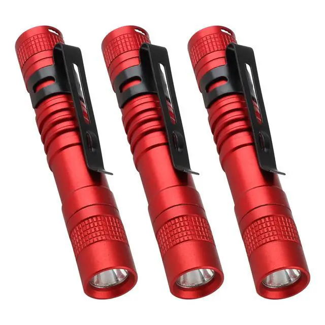 Alt view image 7 of 7 - Mini Flashlight, AAA Small Pen Light with Clip, Portable 500lm Pocket Pen Flashlight for Inspection Repair Outdoor Emergency (3 Pack, Red, 3.5")