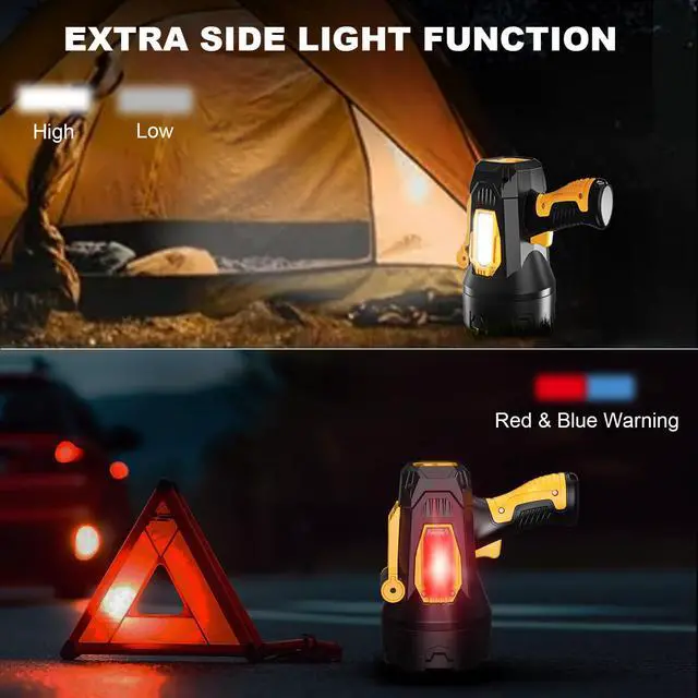 Alt view image 5 of 7 - MIXILIN Rechargeable Spotlight 2,000,000 Lumens, Super Bright LED Spotlight Flashlight Outdoor with COB Light & Foldable Tripod, Long Lasting Large Handheld Spot Light for Boating Camping